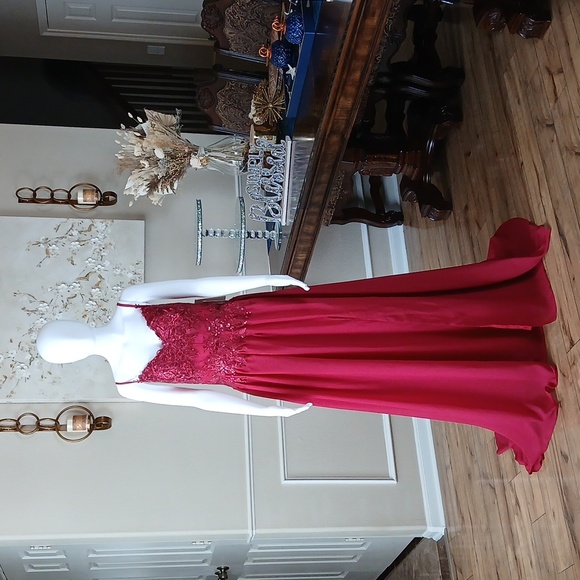 Witness Of Love Dresses & Skirts - New Red A-line Formal Embellished Floral Embroidered Floor-Length Gown. Medium